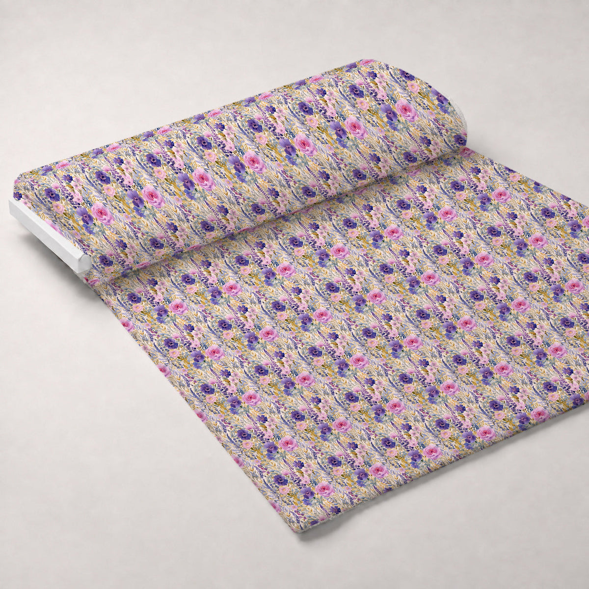 Lavender Meadow Pattern 1 Fleece Fabric — fleece fabric unrolled bolt preview (mv-fleece-v1:bolt)