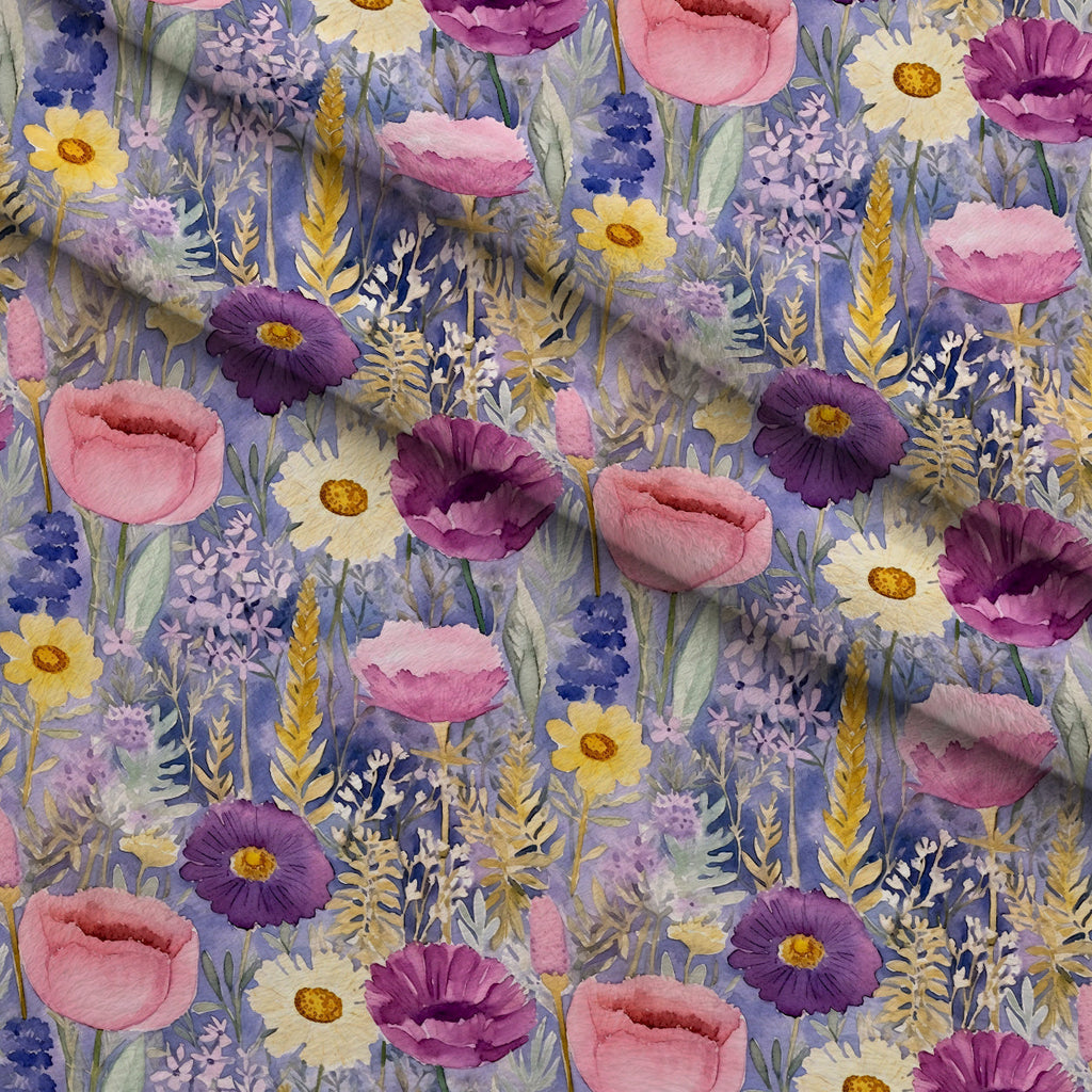 Lavender Meadow Pattern 3 Fleece Fabric — fleece fabric folded close-up preview (mv-fleece-v1:lying)
