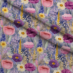 Lavender Meadow Pattern 3 Fleece Fabric — fleece fabric folded close-up preview (mv-fleece-v1:lying)