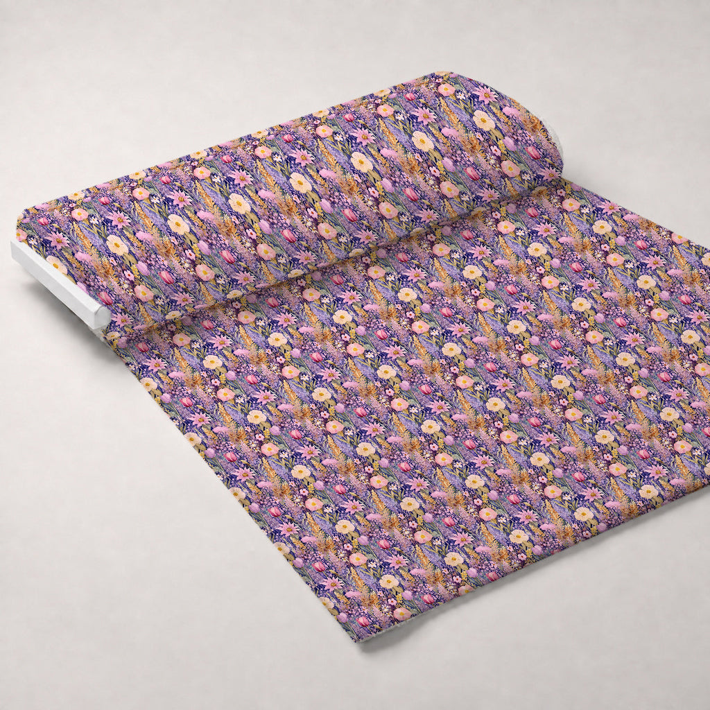 Lavender Meadow Pattern 4 Fleece Fabric — fleece fabric unrolled bolt preview (mv-fleece-v1:bolt)