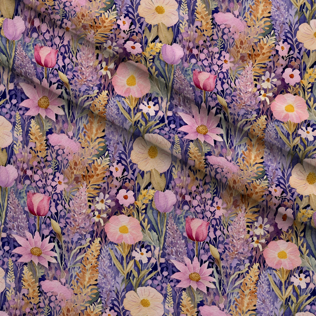 Lavender Meadow Pattern 4 Fleece Fabric — fleece fabric folded close-up preview (mv-fleece-v1:lying)