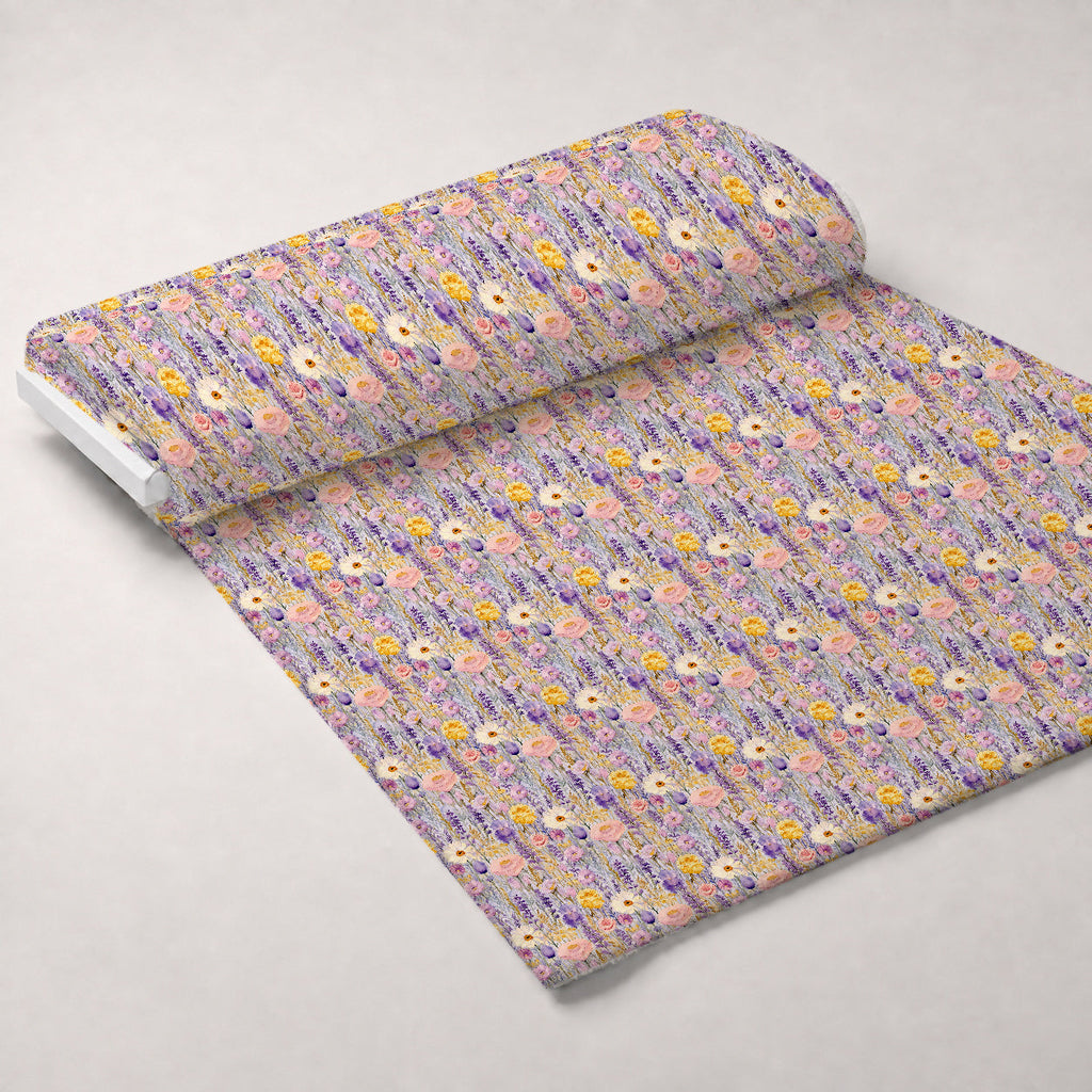 Lavender Meadow Pattern 7 Fleece Fabric — fleece fabric unrolled bolt preview (mv-fleece-v1:bolt)