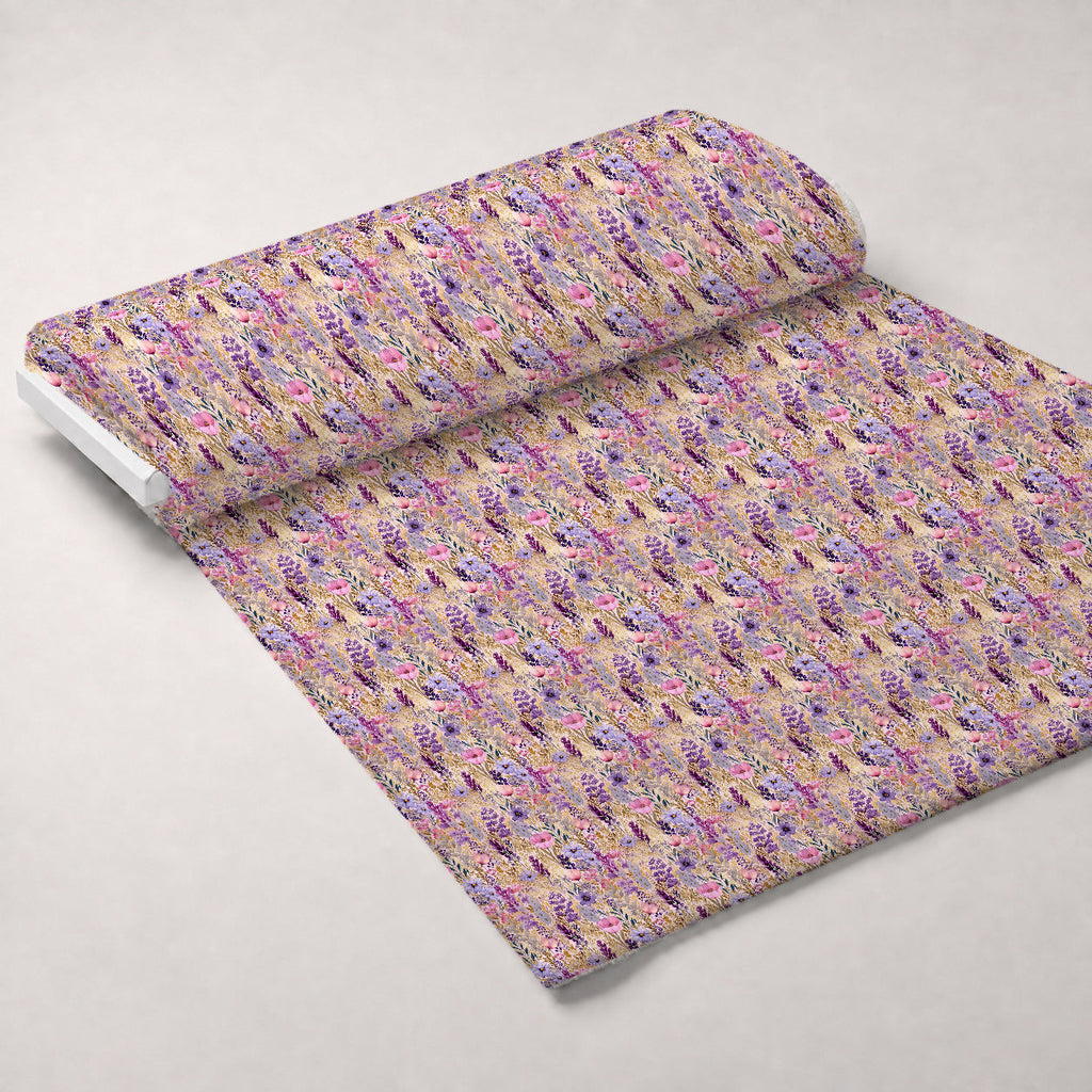 Lavender Meadow Pattern 8 Fleece Fabric — fleece fabric unrolled bolt preview (mv-fleece-v1:bolt)