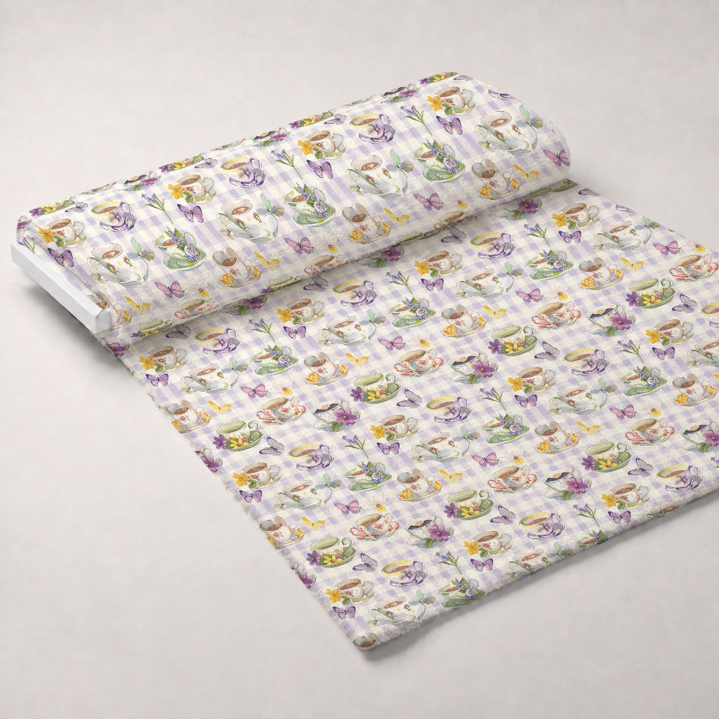 Lavender Teacups Pattern 3 Fleece Fabric — fleece fabric unrolled bolt preview (mv-fleece-v1:bolt)
