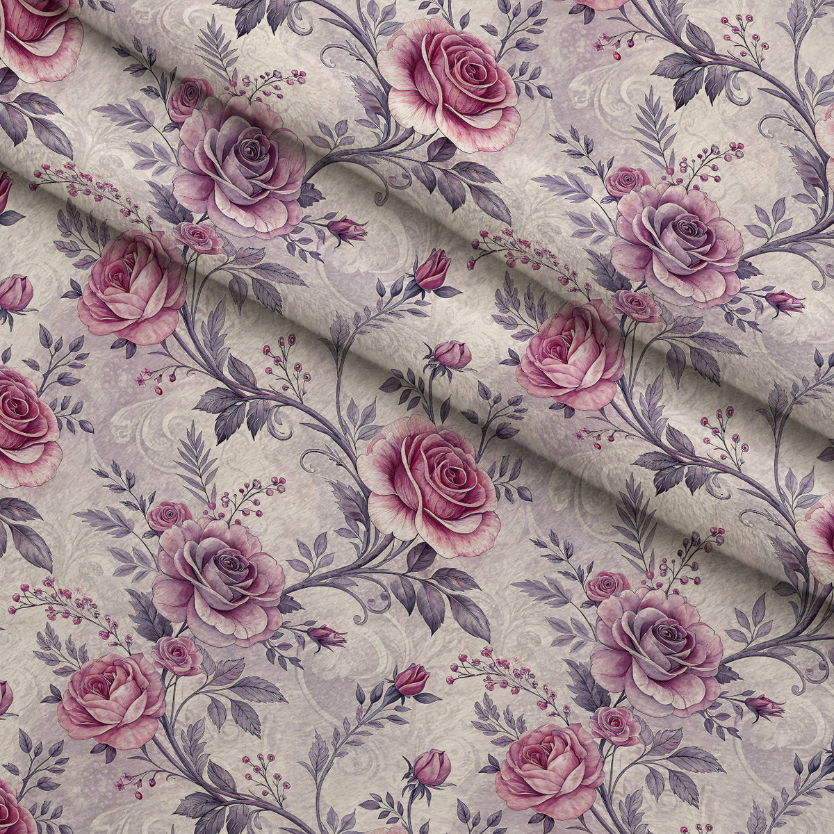 Lavender Vintage Cottagecore Pattern 8 Fleece Fabric — fleece fabric folded close-up preview (mv-fleece-v1:lying)