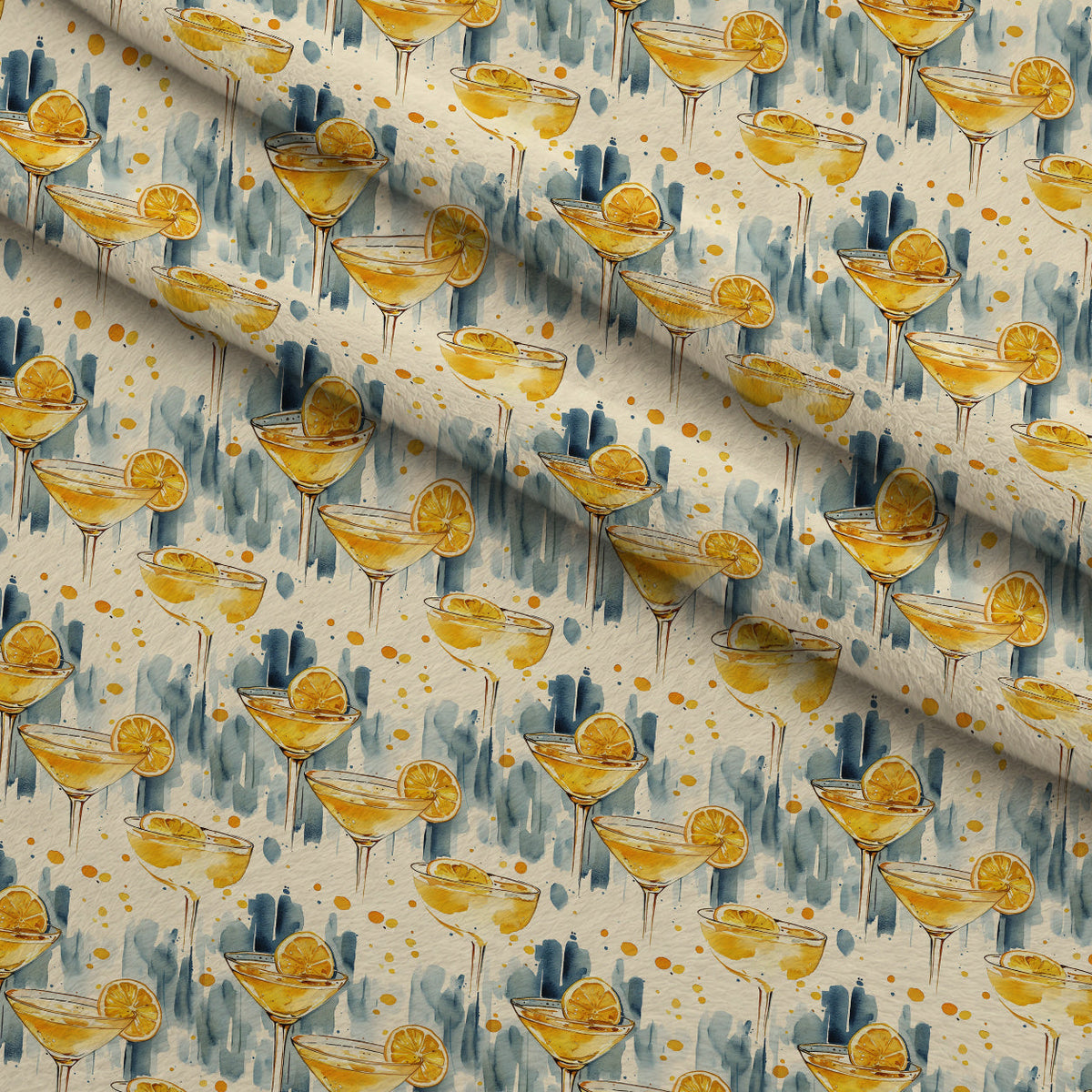 Lemon Drop Soiree Pattern 2 Fleece Fabric — fleece fabric folded close-up preview (mv-fleece-v1:lying)