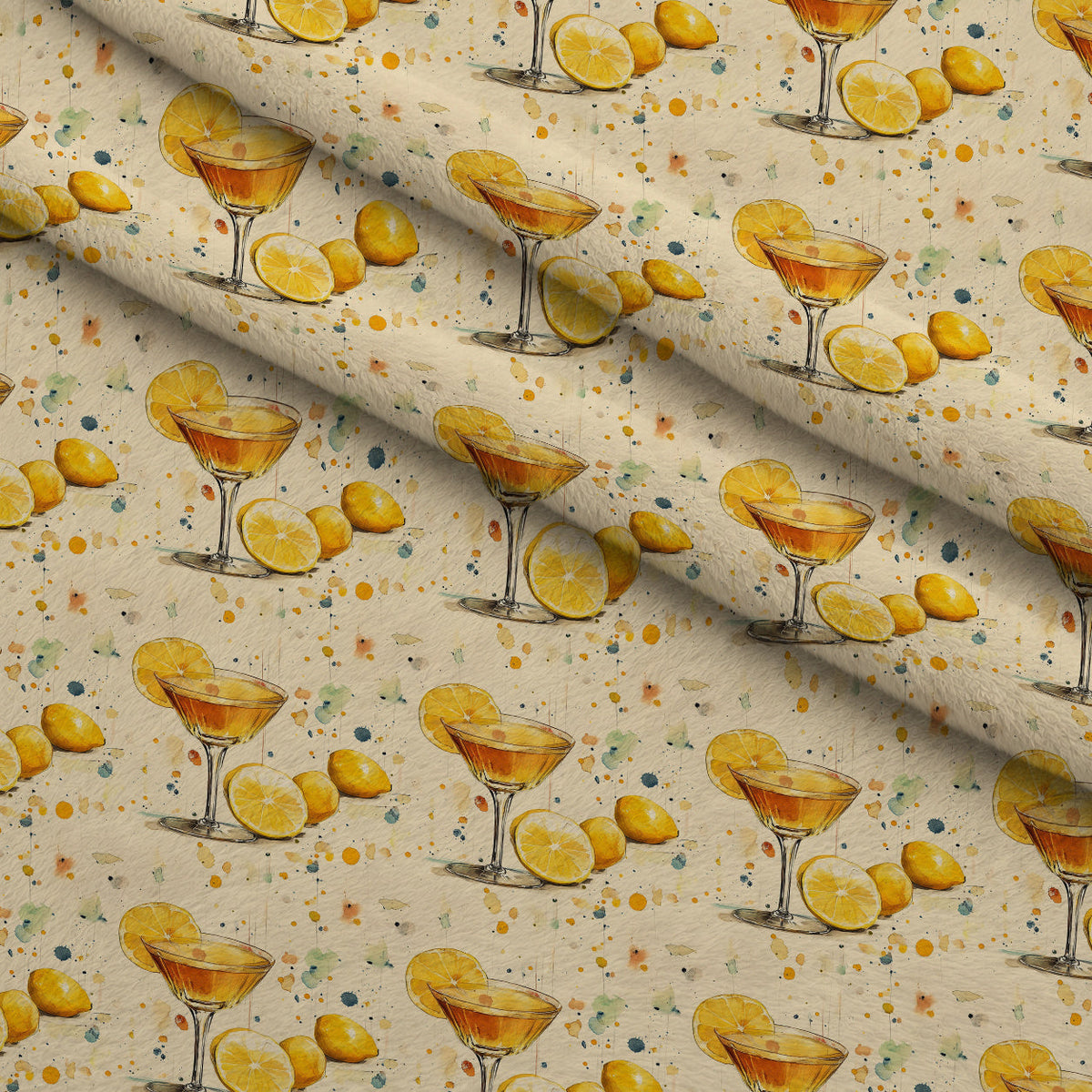 Lemon Drop Soiree Pattern 6 Fleece Fabric — fleece fabric folded close-up preview (mv-fleece-v1:lying)