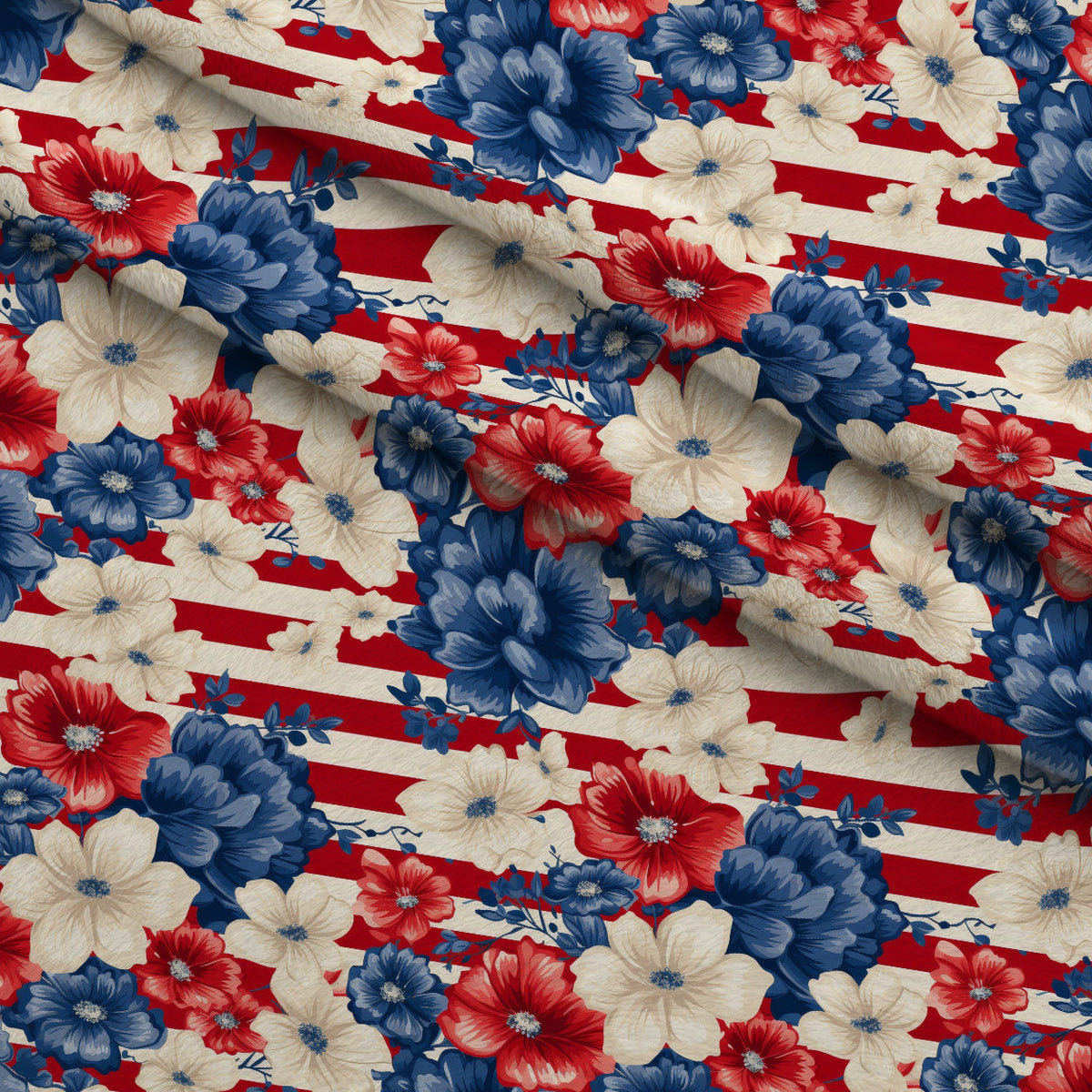 Liberty Blooms Pattern 11 Fleece Fabric — fleece fabric folded close-up preview (mv-fleece-v1:lying)