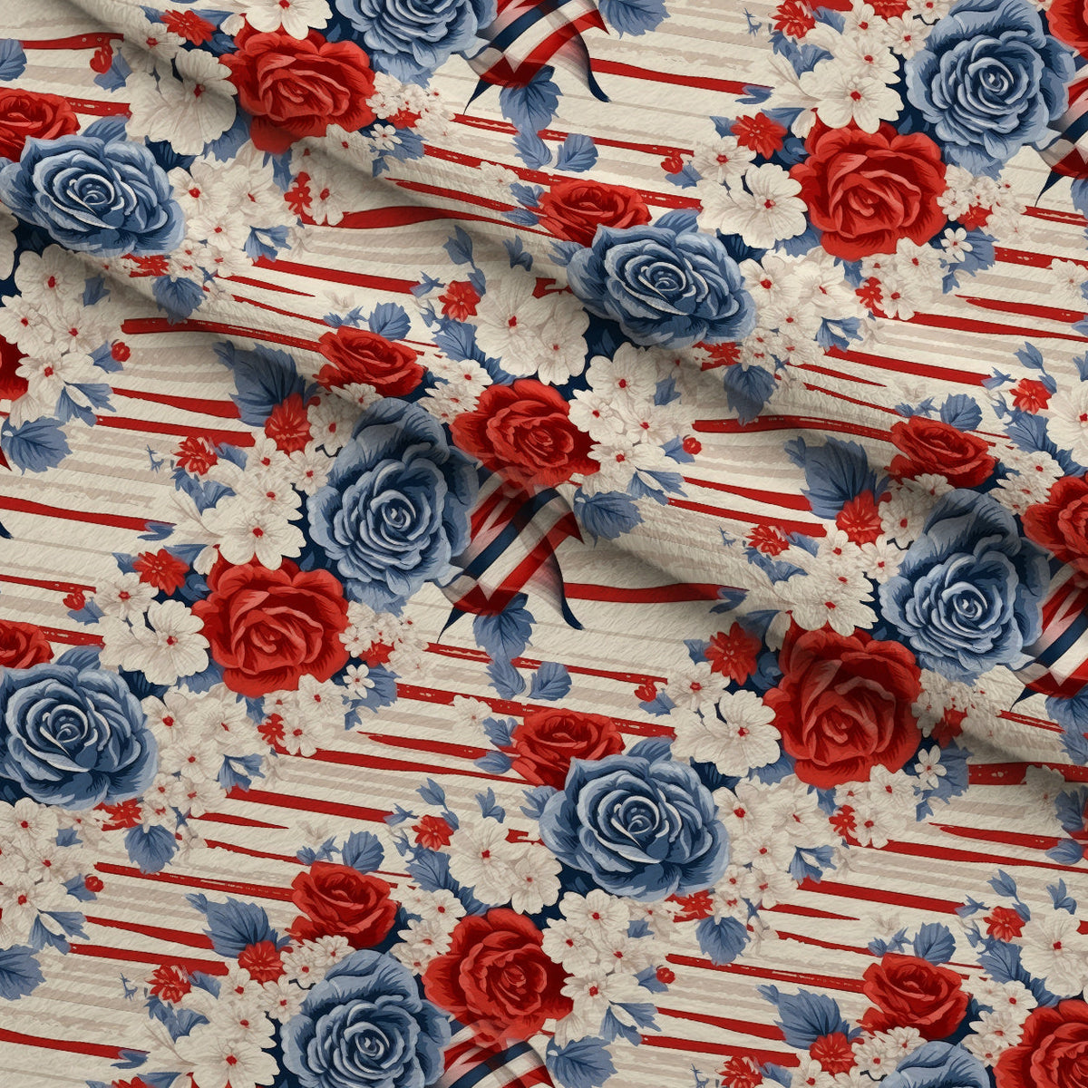 Liberty Blooms Pattern 2 Fleece Fabric — fleece fabric folded close-up preview (mv-fleece-v1:lying)