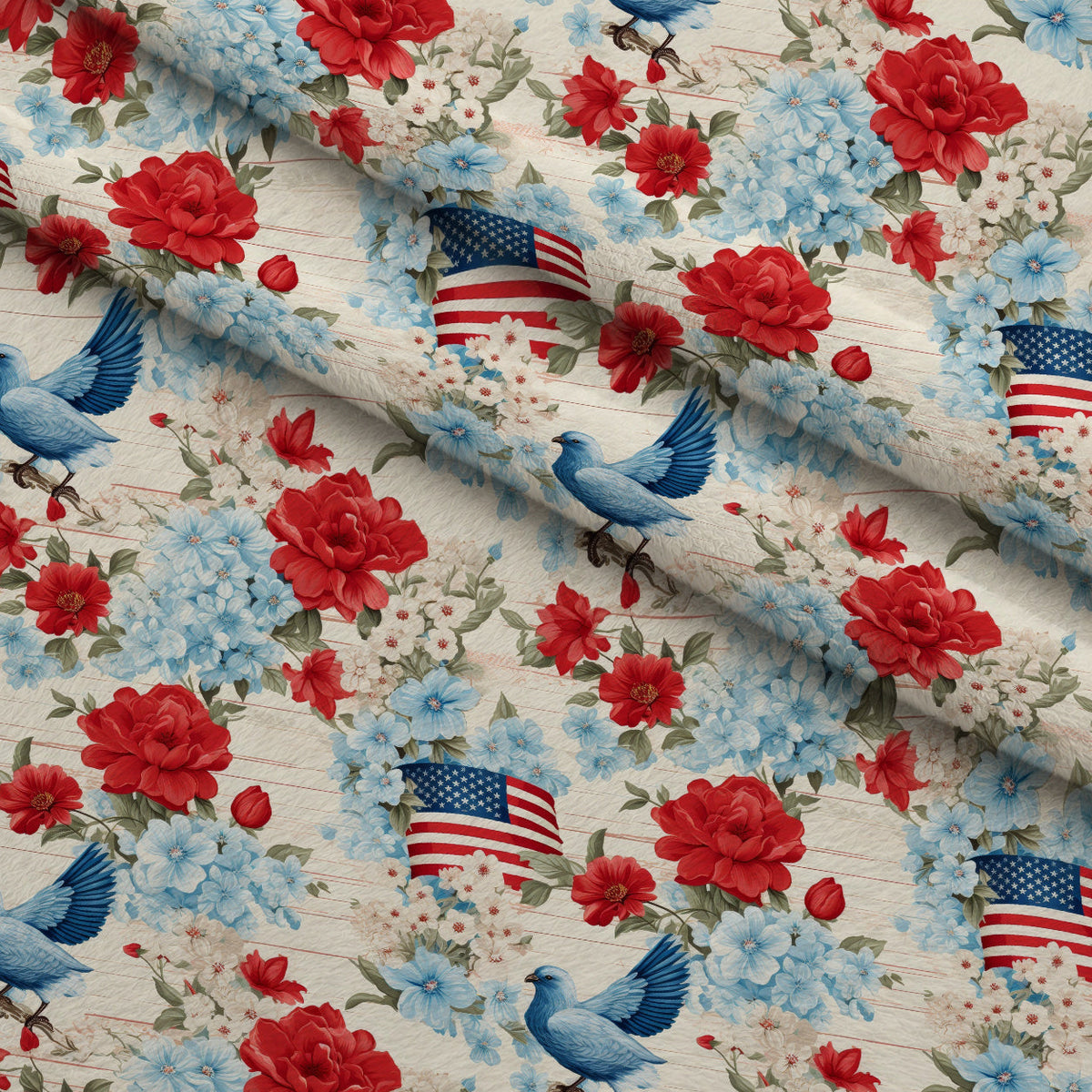 Liberty Blooms Pattern 5 Fleece Fabric — fleece fabric folded close-up preview (mv-fleece-v1:lying)