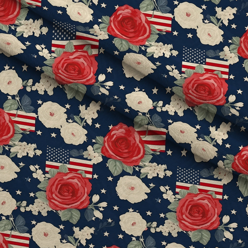 Liberty Blooms Pattern 8 Fleece Fabric — fleece fabric folded close-up preview (mv-fleece-v1:lying)