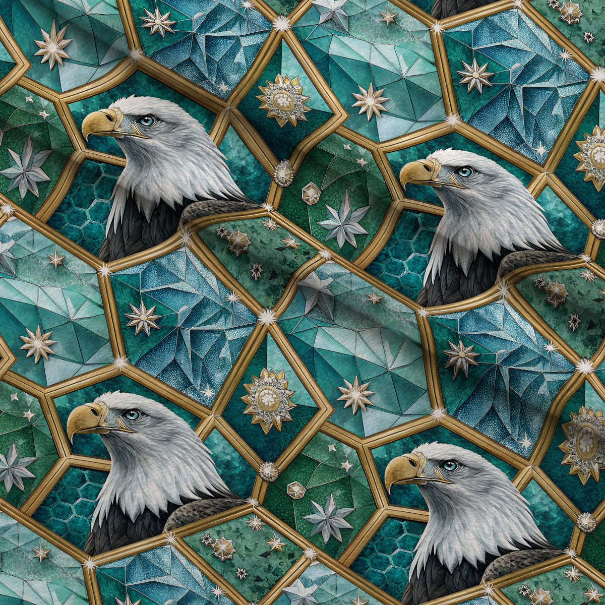 Liberty Eagles Pattern 2 Fleece Fabric — fleece fabric folded close-up preview (mv-fleece-v1:lying)