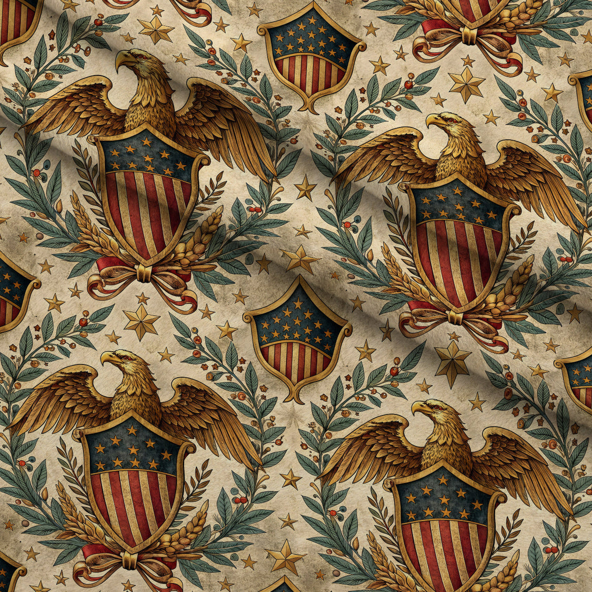 Liberty Eagles Pattern 4 Fleece Fabric — fleece fabric folded close-up preview (mv-fleece-v1:lying)
