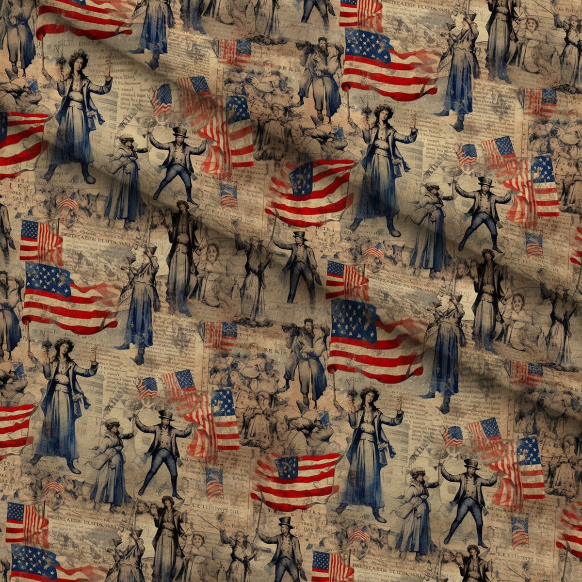 Liberty Gazette Pattern 5 Fleece Fabric — fleece fabric folded close-up preview (mv-fleece-v1:lying)
