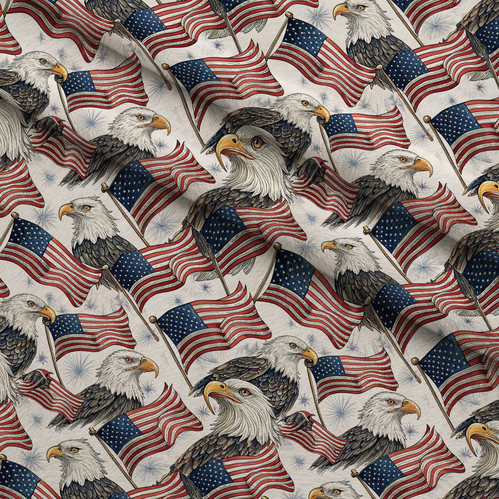 Liberty Wings Pattern 2 Fleece Fabric — fleece fabric folded close-up preview (mv-fleece-v1:lying)