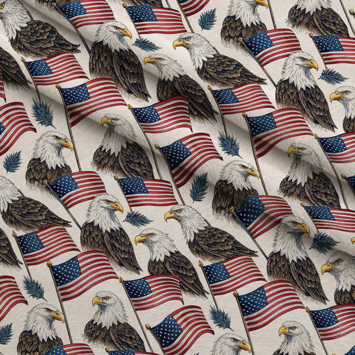 Liberty Wings Pattern 6 Fleece Fabric — fleece fabric folded close-up preview (mv-fleece-v1:lying)