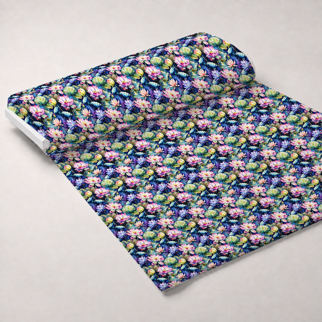 Lily Pond Serenity Pattern 10 Fleece Fabric — fleece fabric unrolled bolt preview (mv-fleece-v1:bolt)