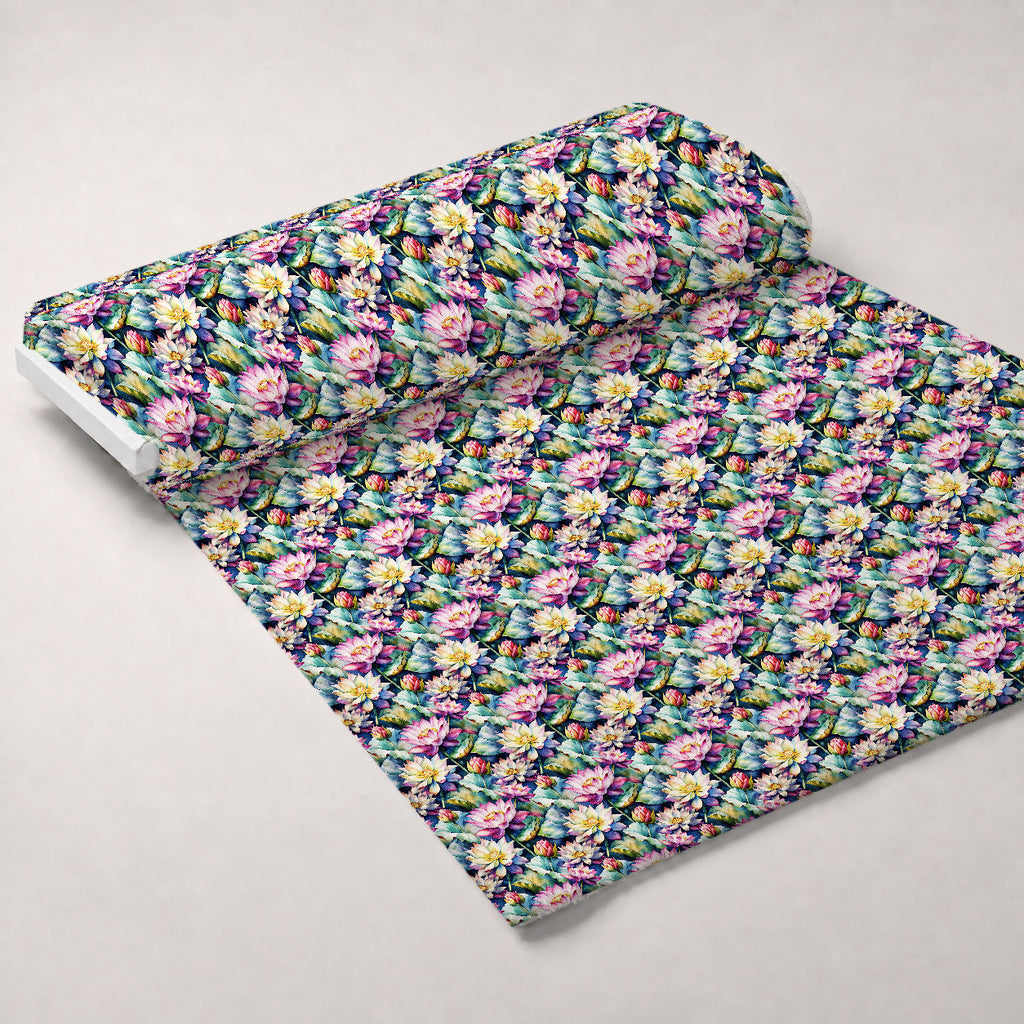 Lily Pond Serenity Pattern 11 Fleece Fabric — fleece fabric unrolled bolt preview (mv-fleece-v1:bolt)