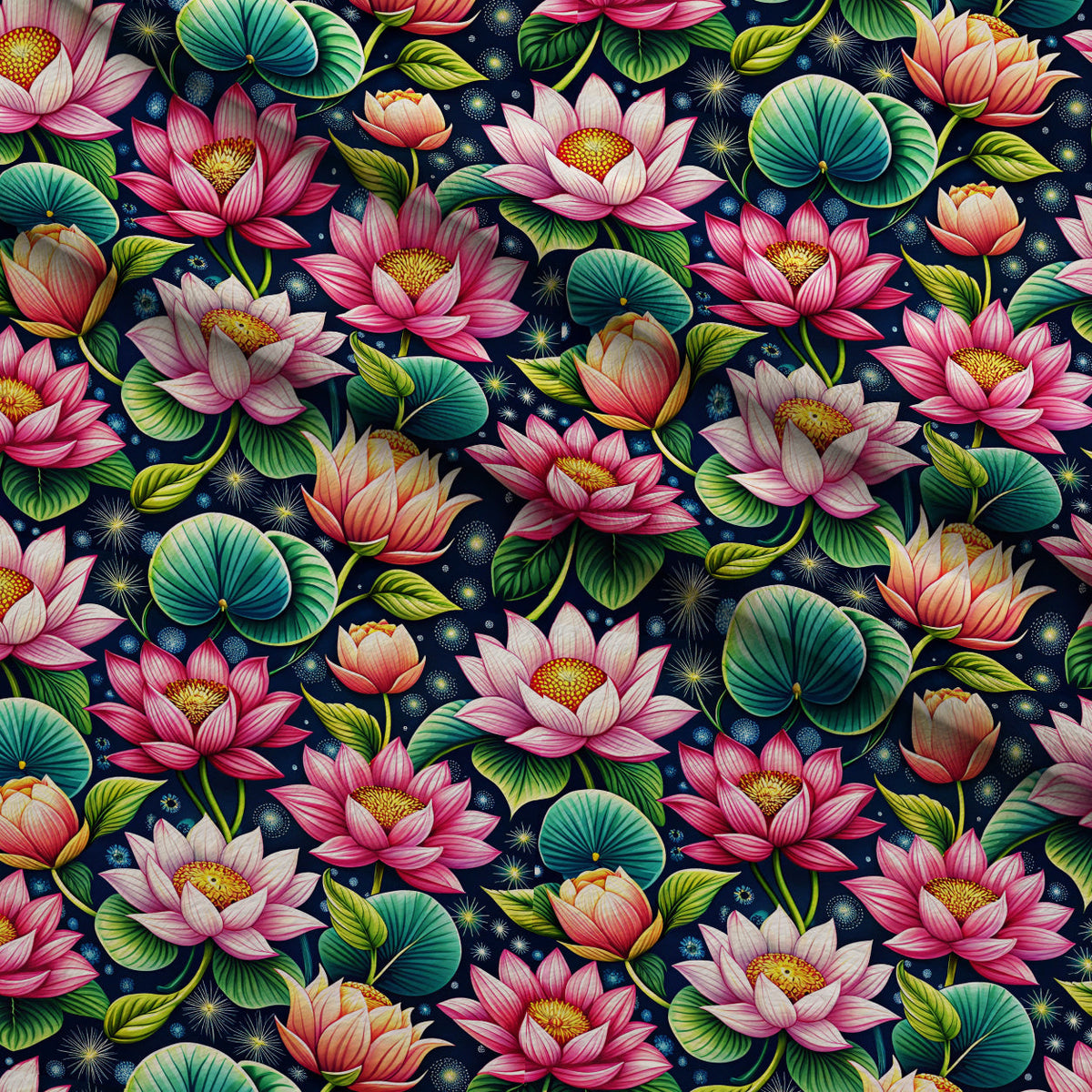 Lily Pond Serenity Pattern 3 Fleece Fabric — fleece fabric folded close-up preview (mv-fleece-v1:lying)