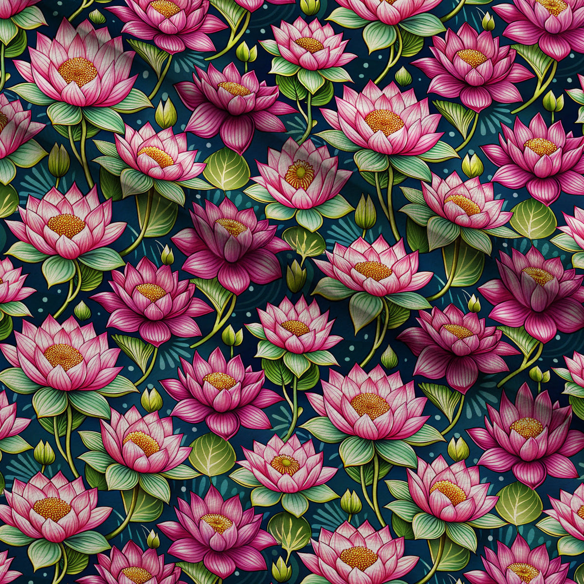Lily Pond Serenity Pattern 4 Fleece Fabric — fleece fabric folded close-up preview (mv-fleece-v1:lying)