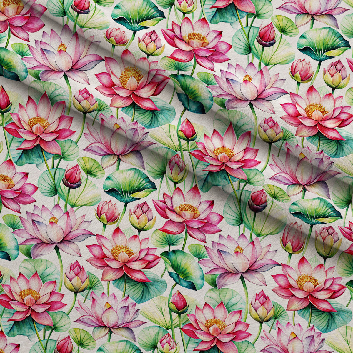 Lily Pond Serenity Pattern 5 Fleece Fabric — fleece fabric folded close-up preview (mv-fleece-v1:lying)