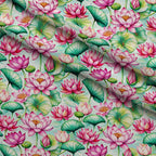 Lily Pond Serenity Pattern 6 Fleece Fabric — fleece fabric folded close-up preview (mv-fleece-v1:lying)