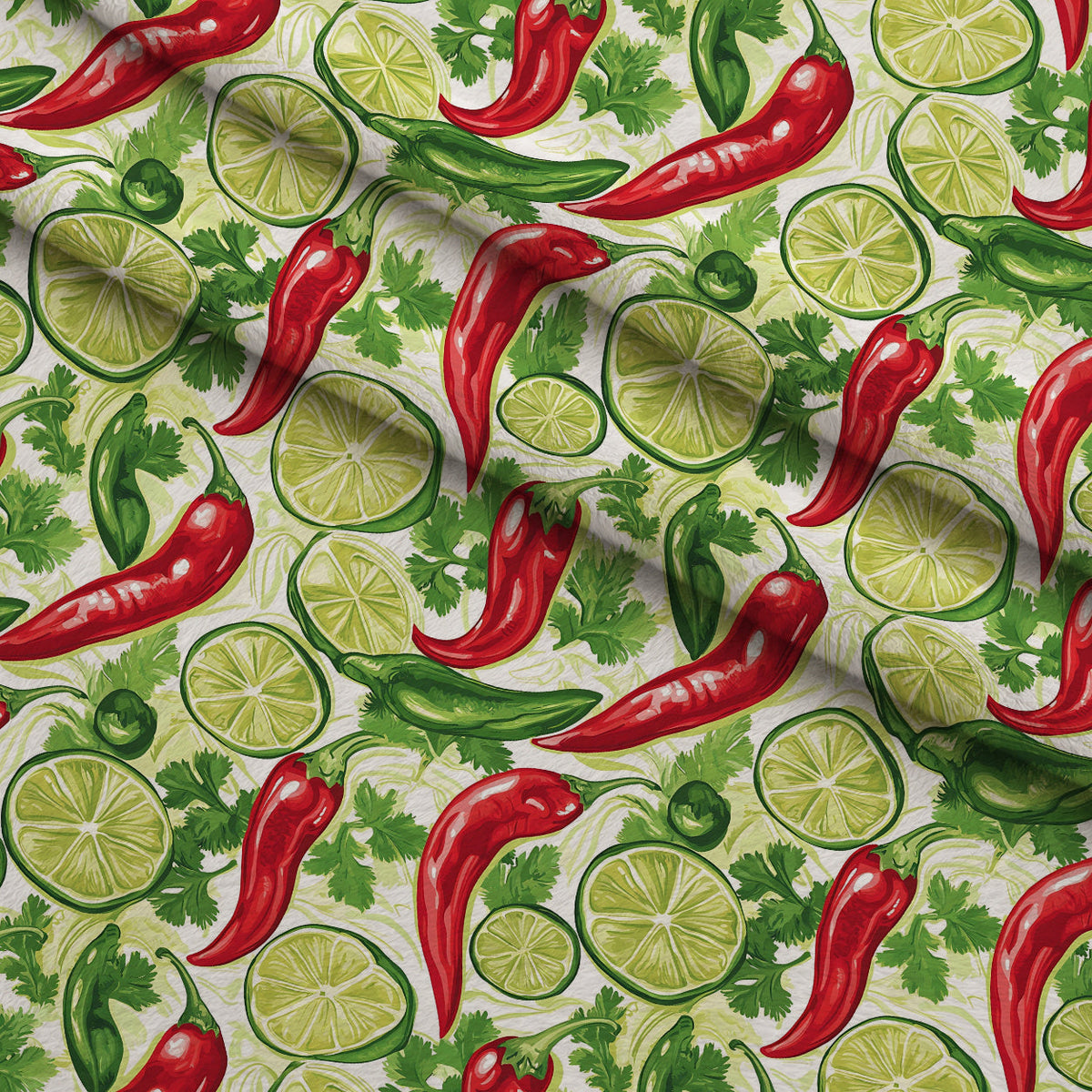 Lime Fiesta Pattern 5 Fleece Fabric — fleece fabric folded close-up preview (mv-fleece-v1:lying)