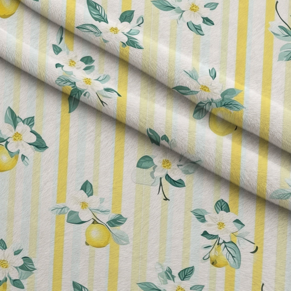 Limoncello Blossoms Pattern 10 Fleece Fabric — fleece fabric folded close-up preview (mv-fleece-v1:lying)