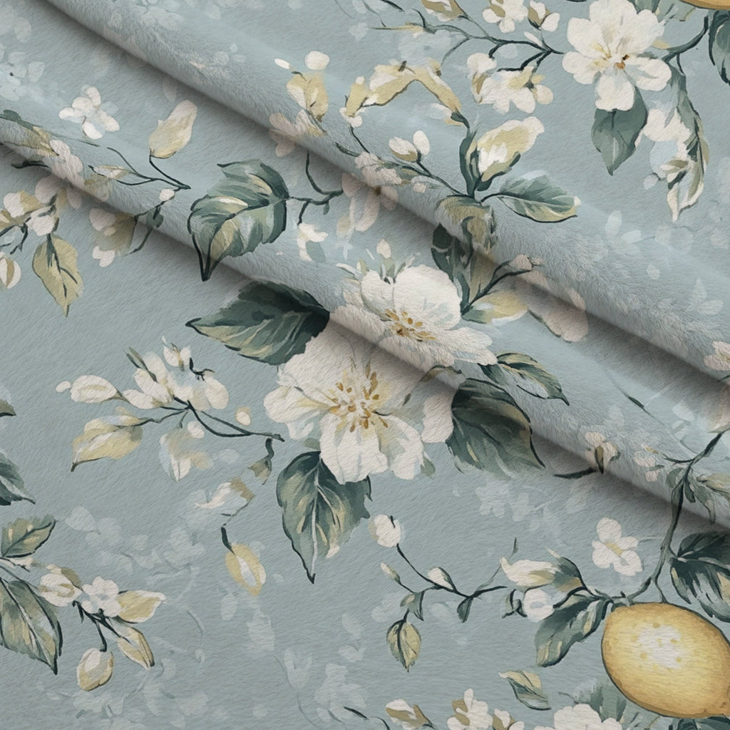 Limoncello Blossoms Pattern 5 Fleece Fabric — fleece fabric folded close-up preview (mv-fleece-v1:lying)