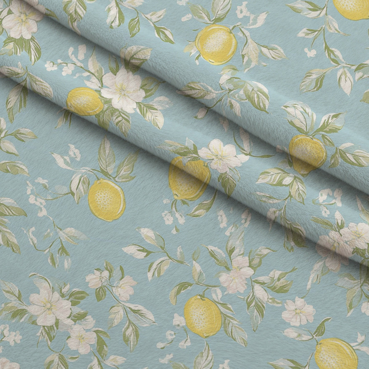 Limoncello Blossoms Pattern 8 Fleece Fabric — fleece fabric folded close-up preview (mv-fleece-v1:lying)