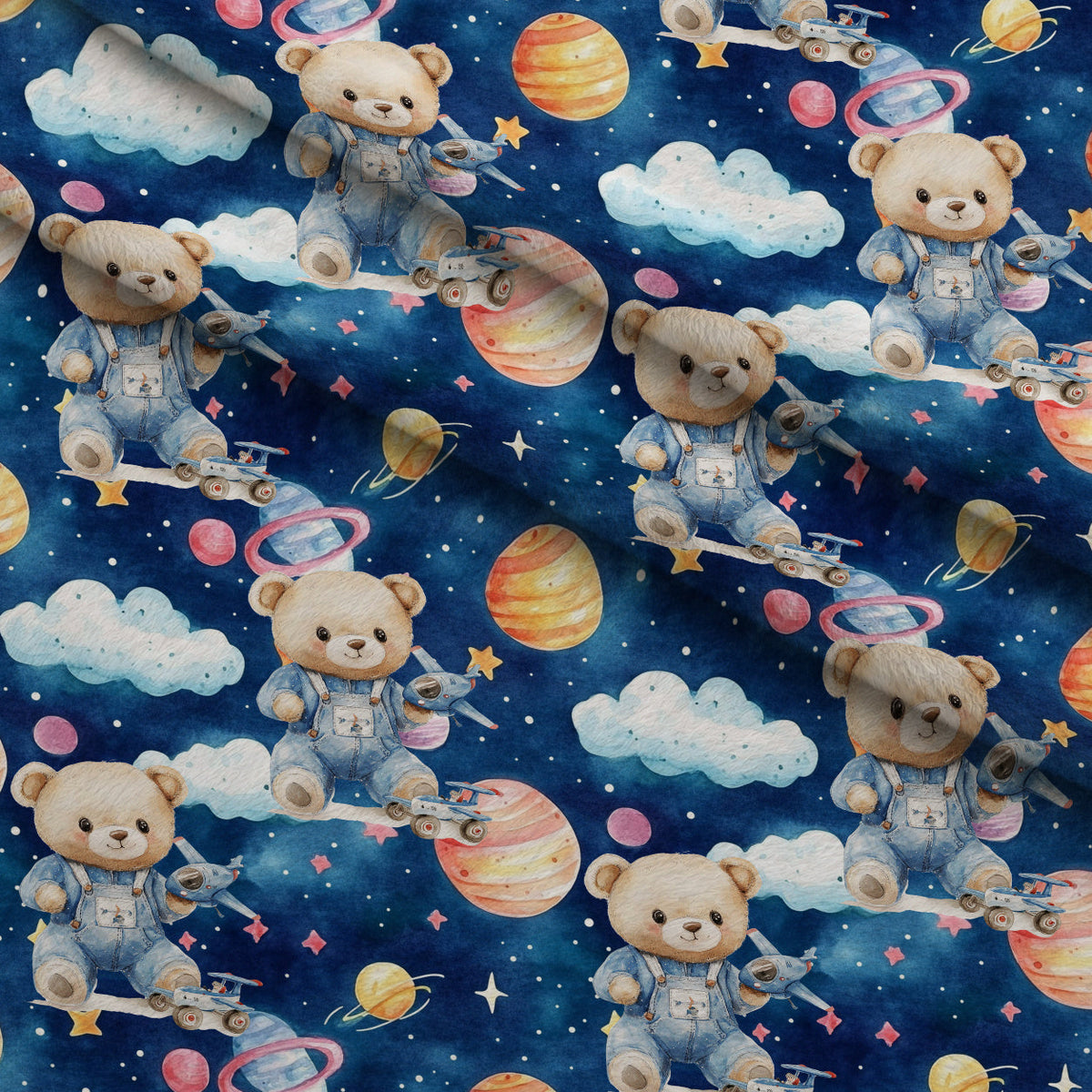 Little Cub Dreams Pattern 3 Fleece Fabric — fleece fabric folded close-up preview (mv-fleece-v1:lying)