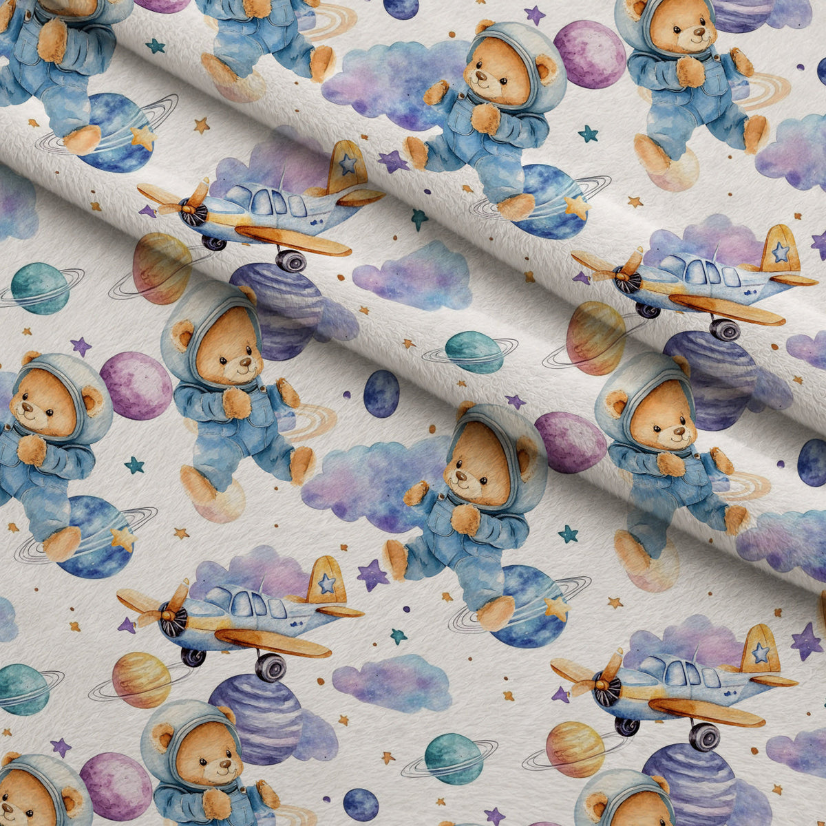 Little Cub Dreams Pattern 4 Fleece Fabric — fleece fabric folded close-up preview (mv-fleece-v1:lying)