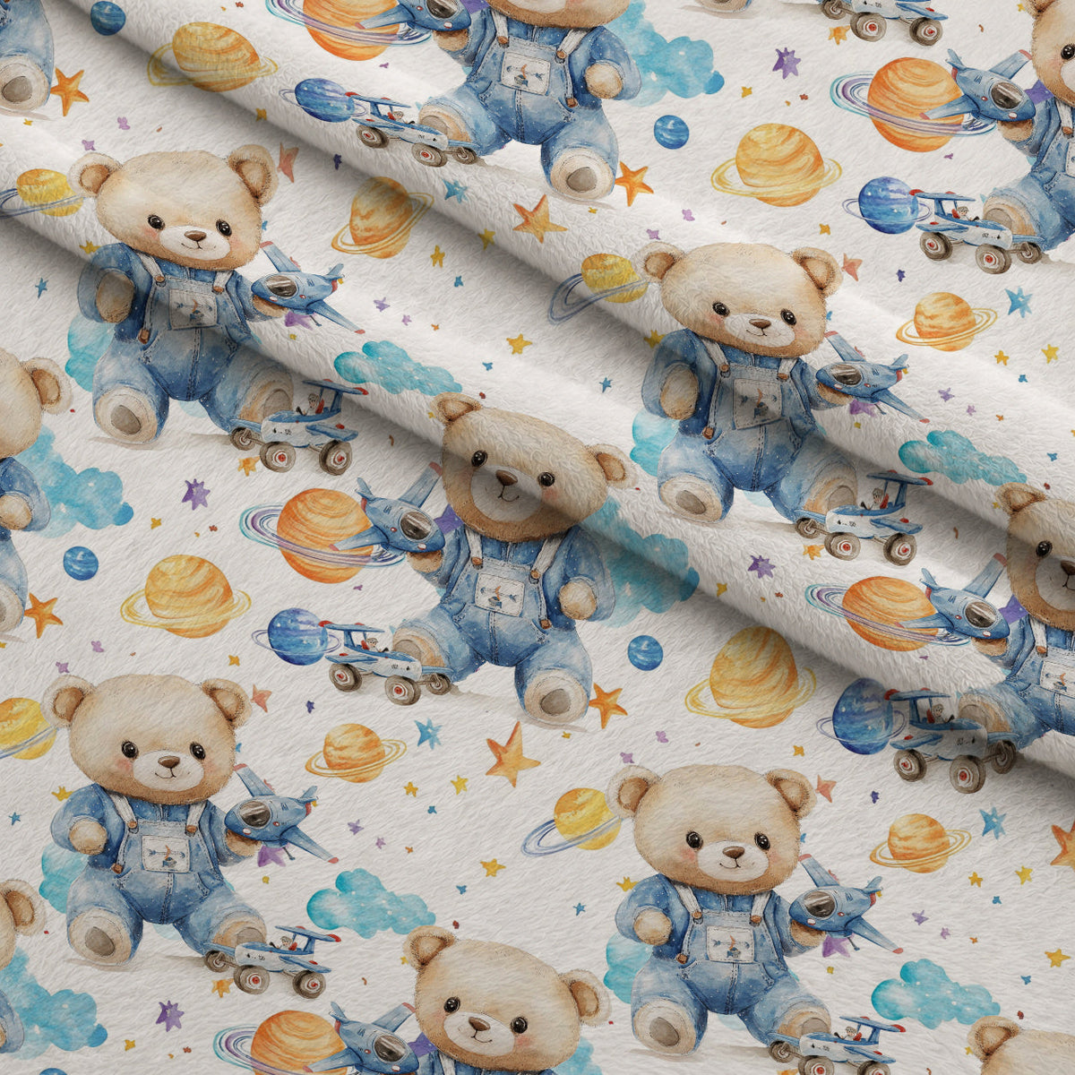 Little Cub Dreams Pattern 5 Fleece Fabric — fleece fabric folded close-up preview (mv-fleece-v1:lying)