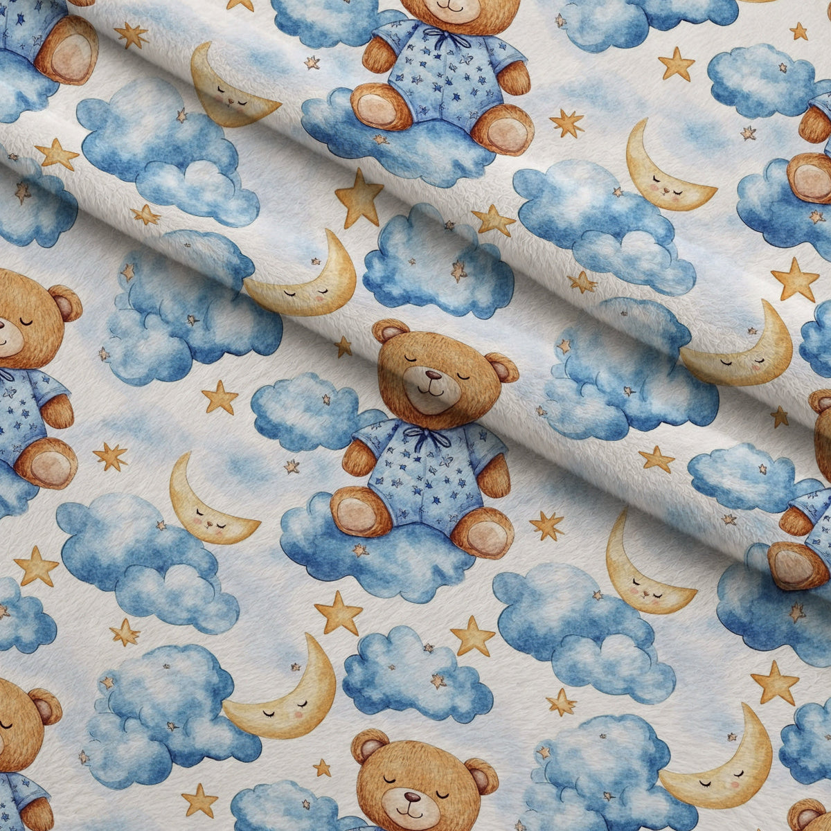 Little Cub Dreams Pattern 8 Fleece Fabric — fleece fabric folded close-up preview (mv-fleece-v1:lying)