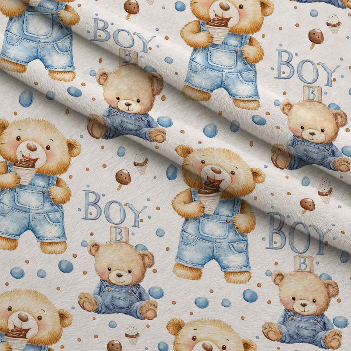 Little Cub Dreams Pattern 9 Fleece Fabric — fleece fabric folded close-up preview (mv-fleece-v1:lying)