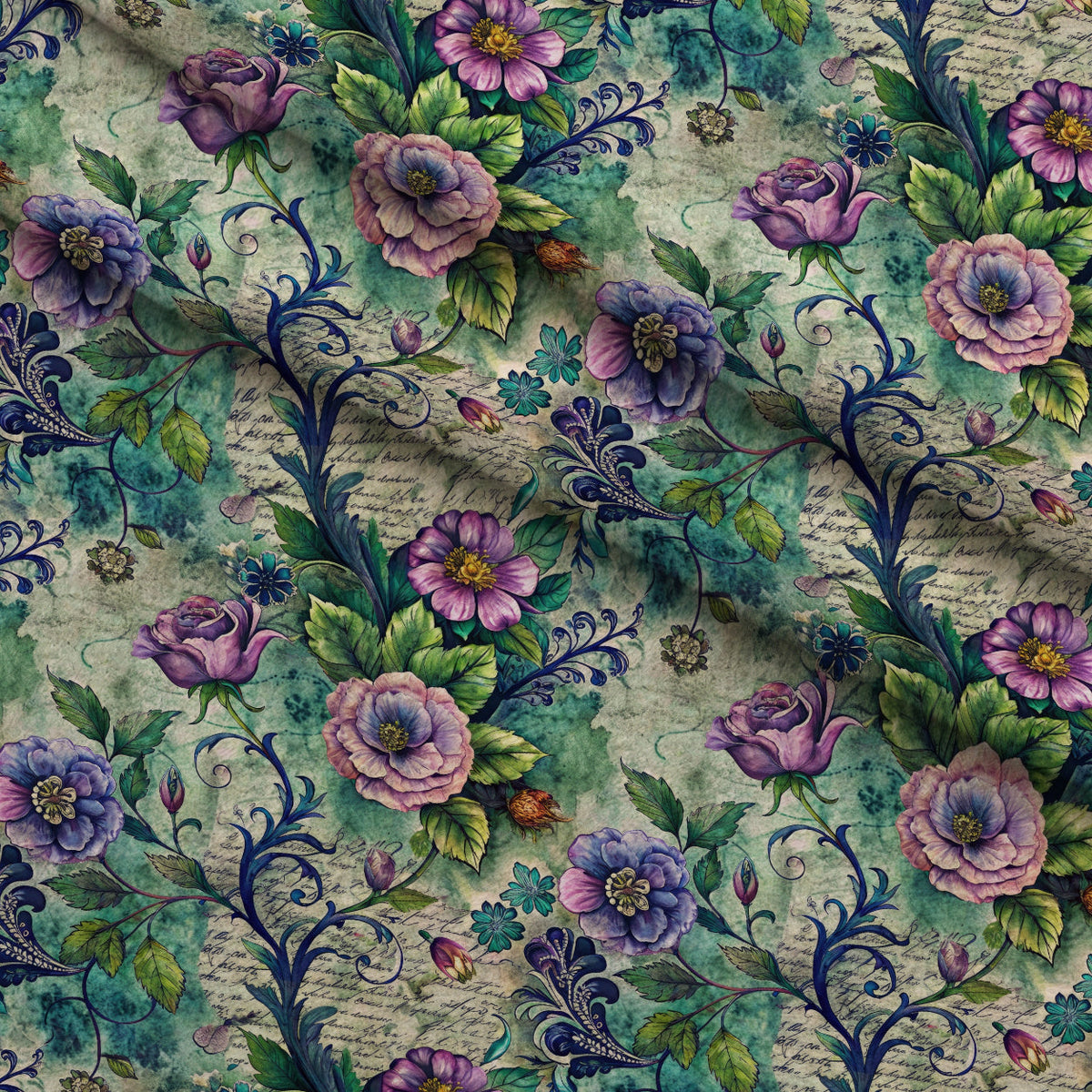 Love Letter Blooms Pattern 12 Fleece Fabric — fleece fabric folded close-up preview (mv-fleece-v1:lying)