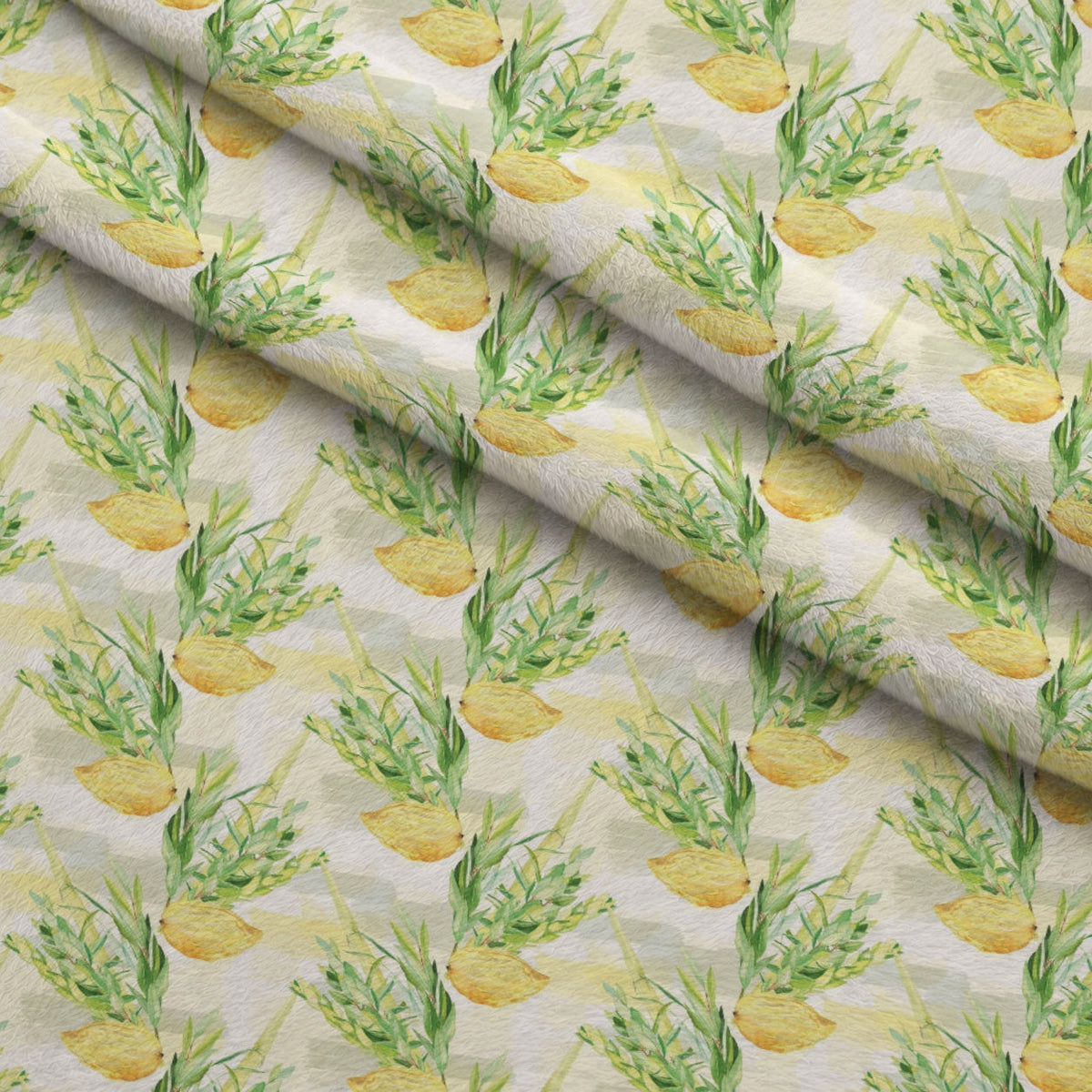 Lulav and Etrog Pattern 10 Fleece Fabric — fleece fabric folded close-up preview (mv-fleece-v1:lying)