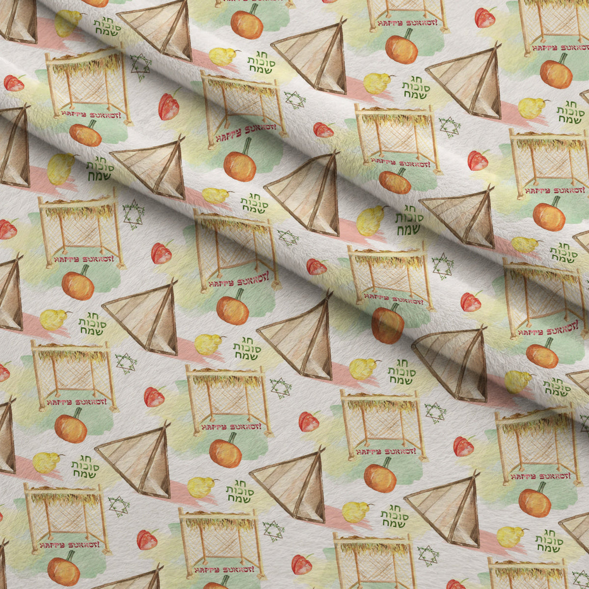 Lulav and Etrog Pattern 11 Fleece Fabric — fleece fabric folded close-up preview (mv-fleece-v1:lying)