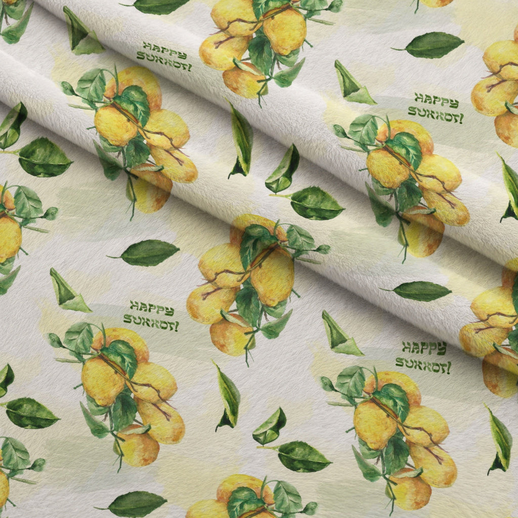 Lulav and Etrog Pattern 13 Fleece Fabric — fleece fabric folded close-up preview (mv-fleece-v1:lying)