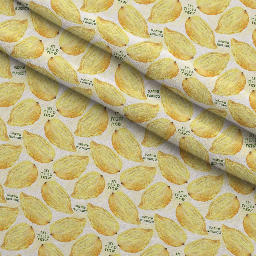 Lulav and Etrog Pattern 6 Fleece Fabric — fleece fabric folded close-up preview (mv-fleece-v1:lying)