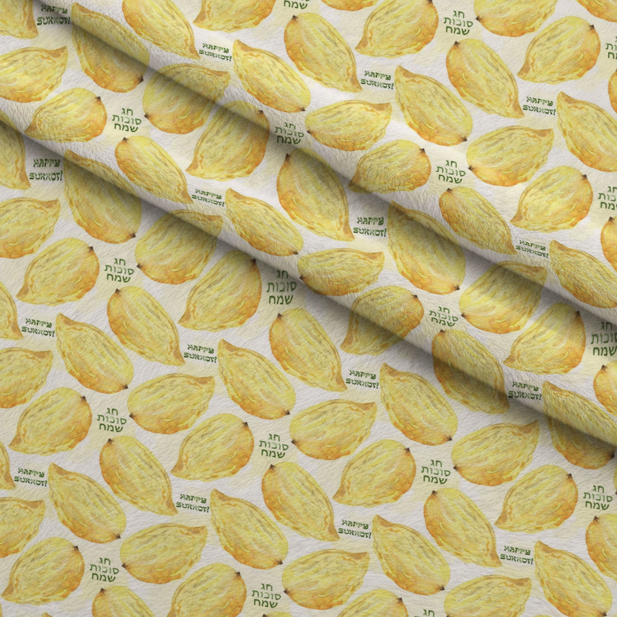 Lulav and Etrog Pattern 6 Fleece Fabric — fleece fabric folded close-up preview (mv-fleece-v1:lying)