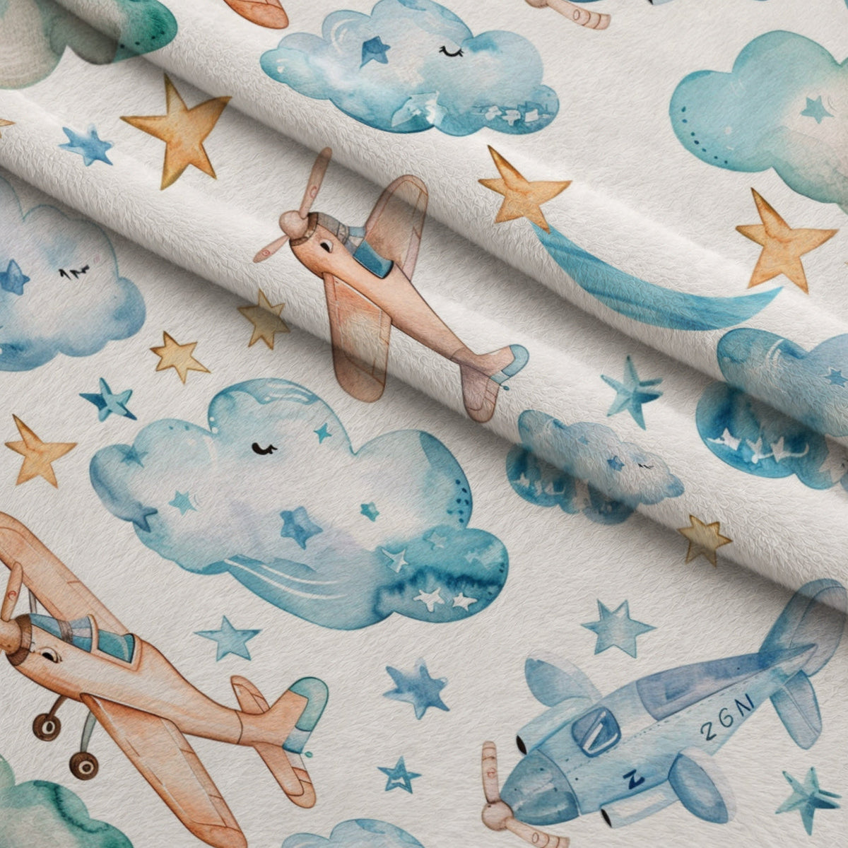 Lullaby Skies Pattern 10 Fleece Fabric — fleece fabric folded close-up preview (mv-fleece-v1:lying)
