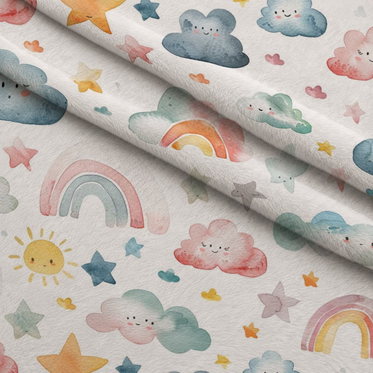 Lullaby Skies Pattern 2 Fleece Fabric — fleece fabric folded close-up preview (mv-fleece-v1:lying)