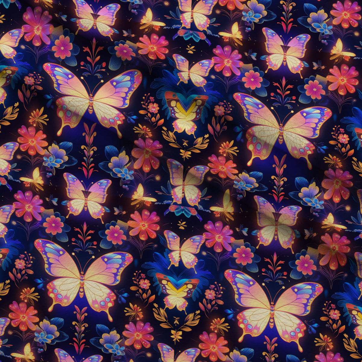 Luminous Wings Pattern 10 Fleece Fabric — fleece fabric folded close-up preview (mv-fleece-v1:lying)