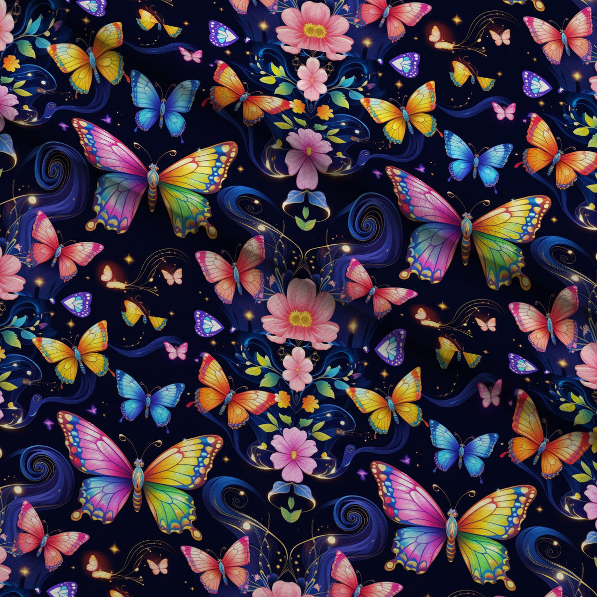 Luminous Wings Pattern 22 Fleece Fabric — fleece fabric folded close-up preview (mv-fleece-v1:lying)