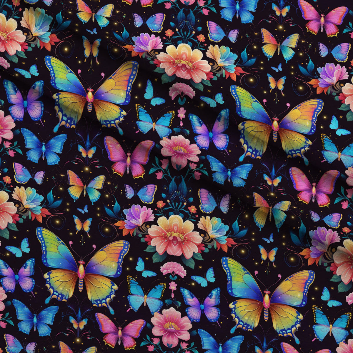Luminous Wings Pattern 23 Fleece Fabric — fleece fabric folded close-up preview (mv-fleece-v1:lying)