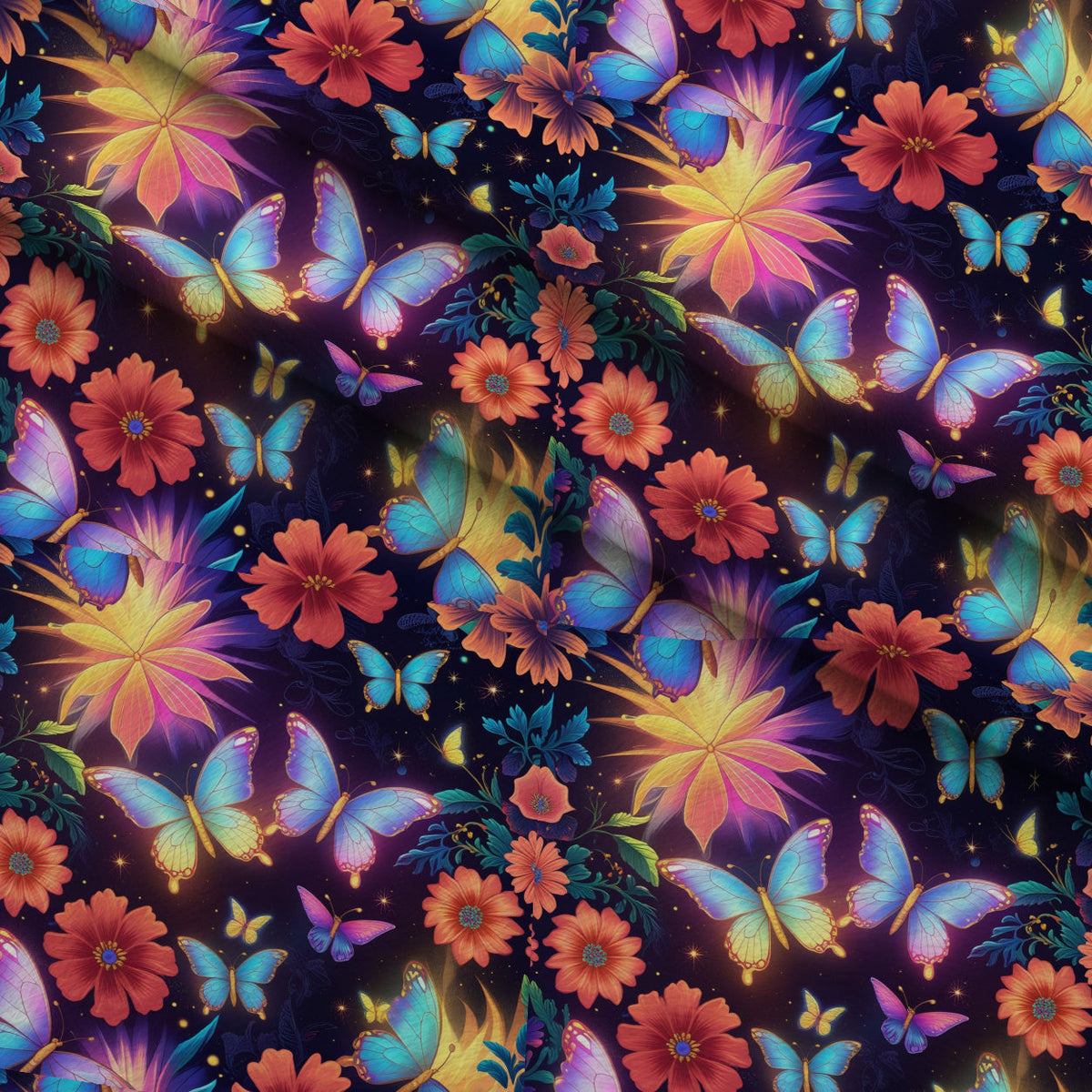 Luminous Wings Pattern 27 Fleece Fabric — fleece fabric folded close-up preview (mv-fleece-v1:lying)