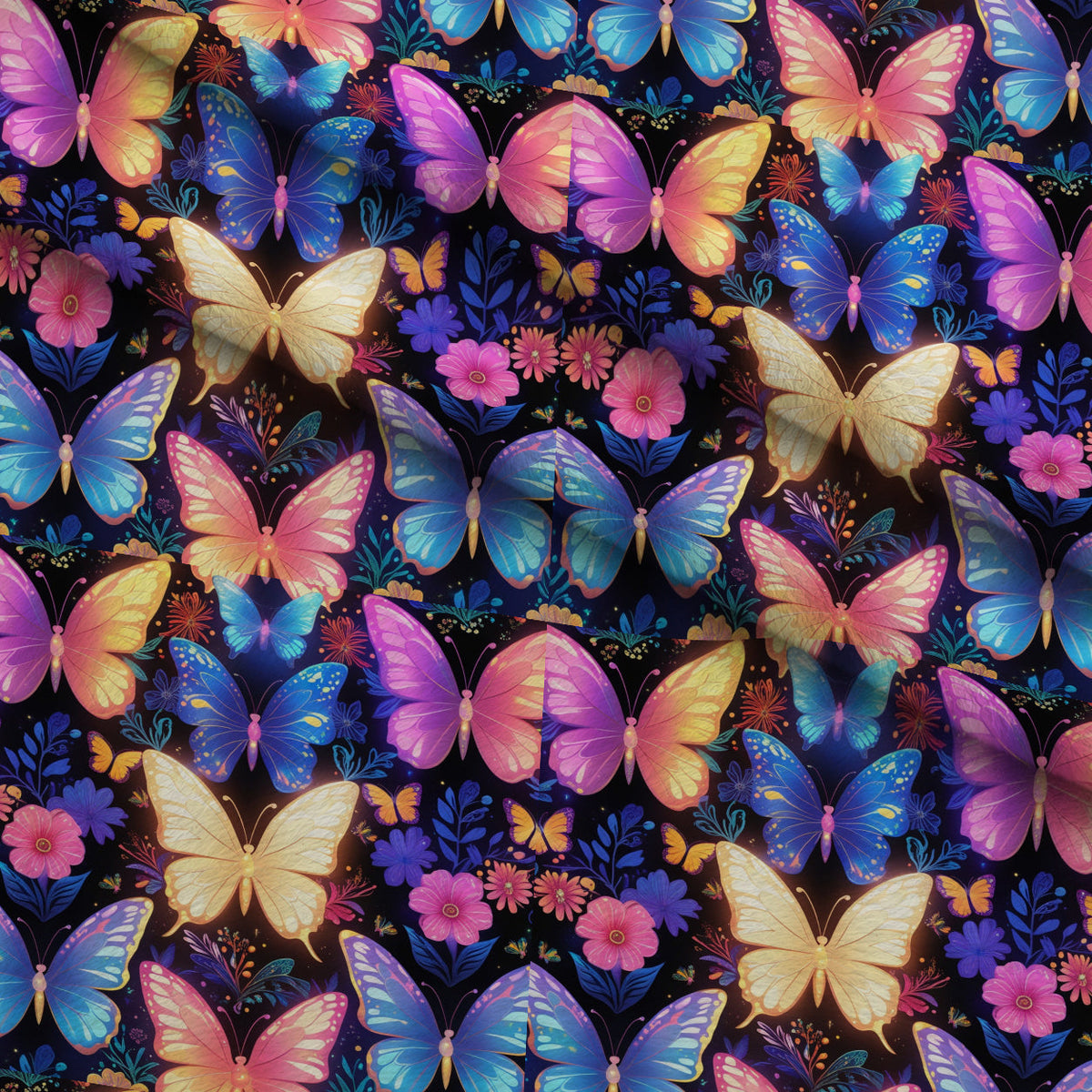 Luminous Wings Pattern 8 Fleece Fabric — fleece fabric folded close-up preview (mv-fleece-v1:lying)