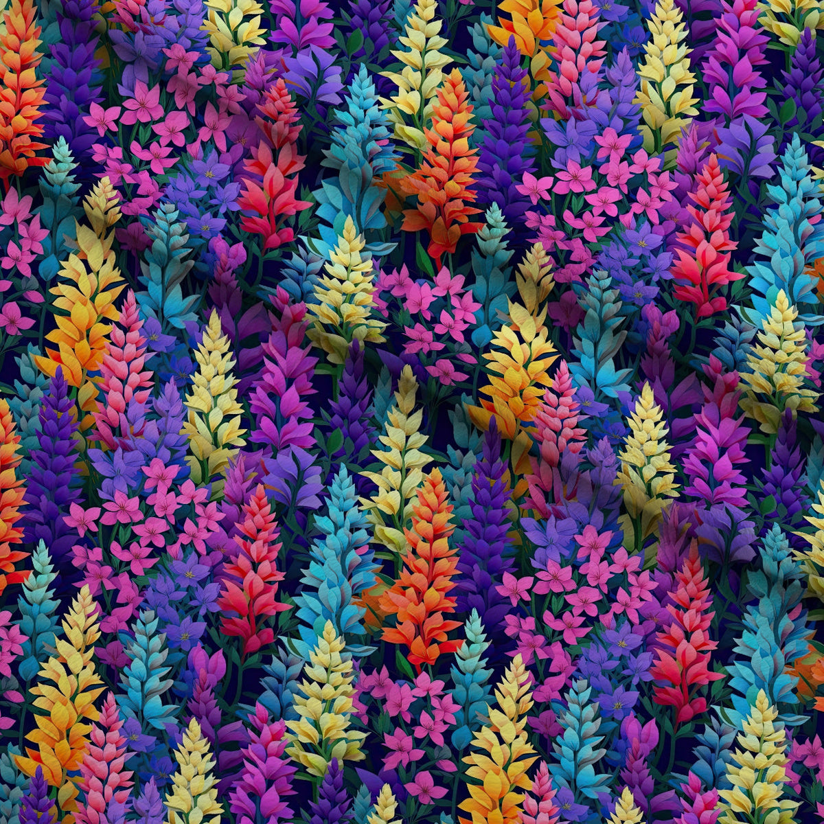 Lupine Spires Pattern 10 Fleece Fabric — fleece fabric folded close-up preview (mv-fleece-v1:lying)