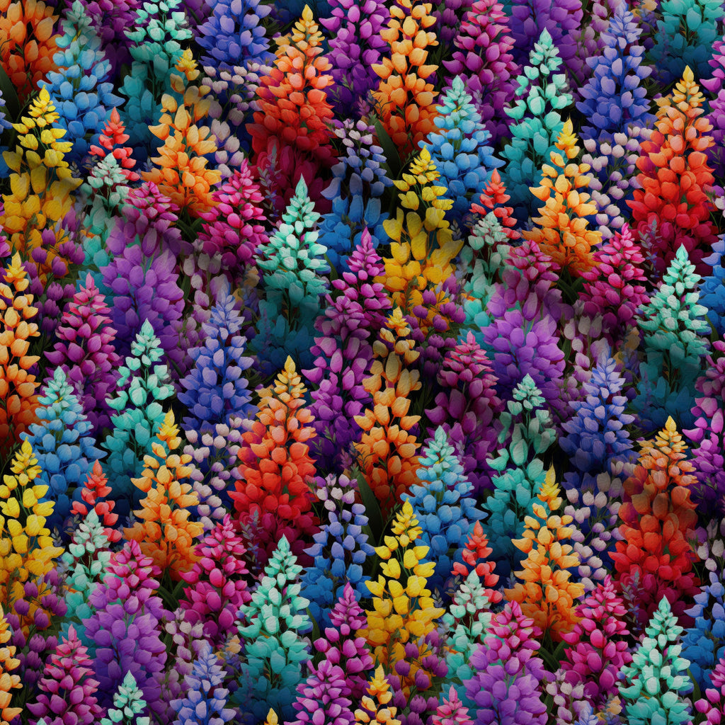 Lupine Spires Pattern 9 Fleece Fabric — fleece fabric folded close-up preview (mv-fleece-v1:lying)